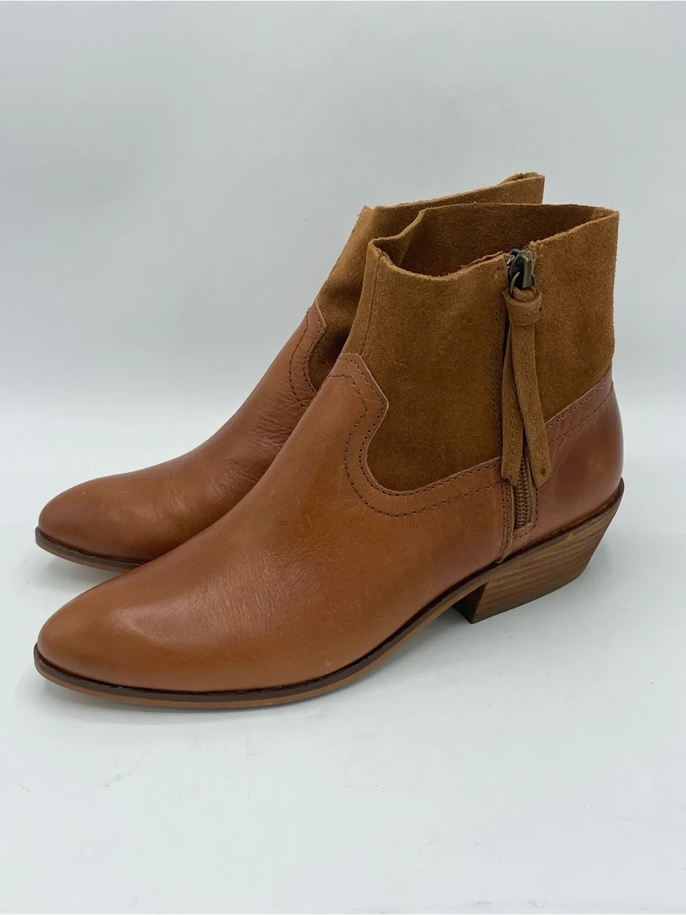 Frye & Co. “Rubie” Leather Suede Leather Ankle Boots